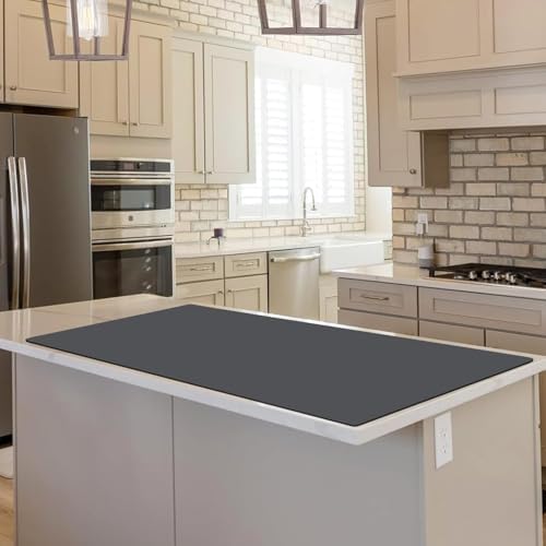 Extra Large Silicone Mat for Kitchen Counter, 31.5x16.9 Inch Heat Resistant Mat Countertop Protector, Non-Stick and Thick Silicone Pad Silicone Baking Mat for Dough and Pastry, Dark Gray