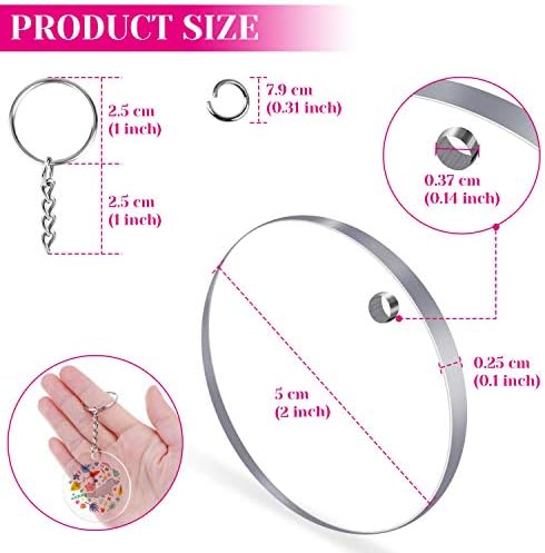 Audab Acrylic Keychain Blanks - 108 Clear Keychain Pieces for Vinyl Kit Including Acrylic Blanks, Rings for DIY Keychains, Crafting & Vinyl Projects