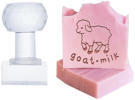 PH PandaHall Goat Soap Stamp - Acrylic Animal Embossing Stamp for Handmade Soap, Cookie, Clay, Pottery & Biscuit Making Projects