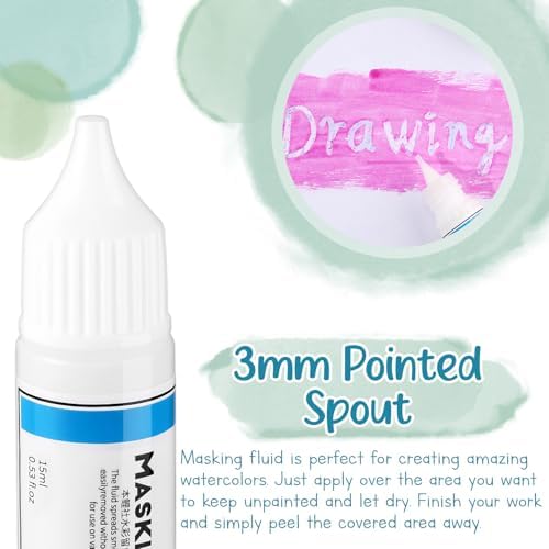 Feifeiya 2 Pcs Masking Fluid for Watercolor Painting, 15ml Capacity, White