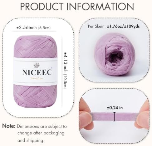 NICEEC 6 Skeins Soft Tape Yarn-Light Purple