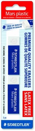 STAEDTLER Mars Plastic Vinyl Erasers (2-Pack), White Erasers for Clean & Precise Results - Latex-Free, Minimal Crumbling, Made in Germany