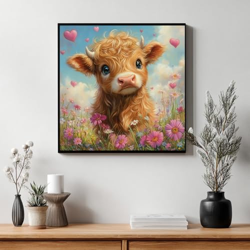 CRZMODE Highland Cow Paint by Numbers Kit for Adults, Cow Paint by Numbers for Adults, Acrylic Painting Crafts for Home Decor Gift (16x16inch)
