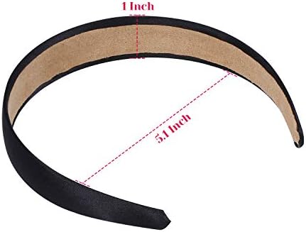 anezus 16 Pcs Satin Headbands Bulk 1 Inch Anti-slip Black Ribbon Hair Bands Plain Hard Headbands for Women Girls DIY Craft Hair Accessories (Black)