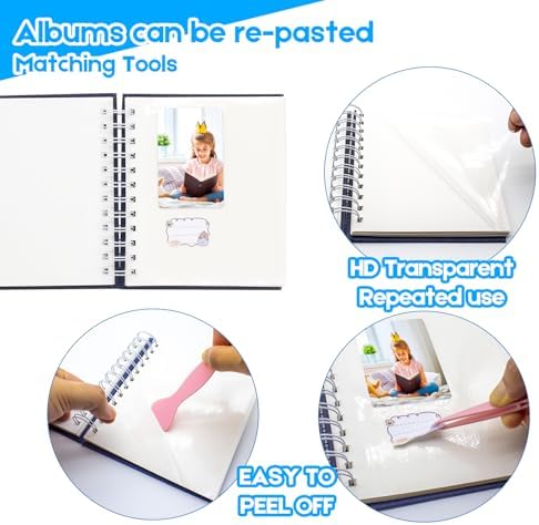 Scrapbook Self Adhesive Photo Album 25 Pages Hard Cover DIY Photo Album for Instant Camera Print Paper with DIY Accessories (Mint)