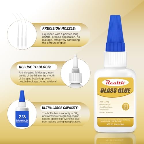 Super Glue for Glass Glue 30g 2 Pack Clear Fast Drying