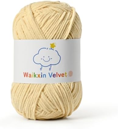 Fluffy Chenille Yarn for Crocheting，Baby Yarn for Crocheting Soft，50g/1.76oz Velvet Amigurumi Yarn ，Fingering Weight Yarns for Crocheting Baby Blankets、DIY Craft.(Light Khaki)