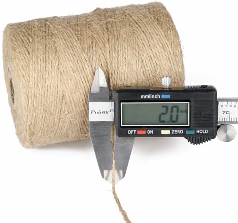KINGLAKE Natural Jute Twine String 656 Feet 2mm Twine for Crafts Gift Wrapping Christmas Packing String for Arts Decoration, Wedding, Gardening