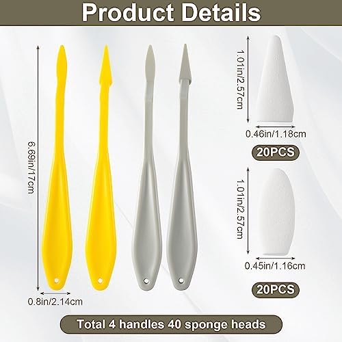 HINZIC 2 Sets 44pcs Sketch Drawing Tools, Paper Art Blending Blenders Stumps Sketch Trimmer Erase Sponge Wiper Pencils for Students Artist Charcoal Painting Brush(Gray, Yellow)
