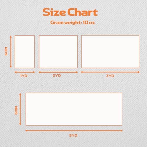 10oz Natural Cotton Blend Canvas Fabric, Duck Canvas Fabric, 60'' Wide for Arts & Crafts, Painting, Handmade Home Decor (White, 3 Yard)