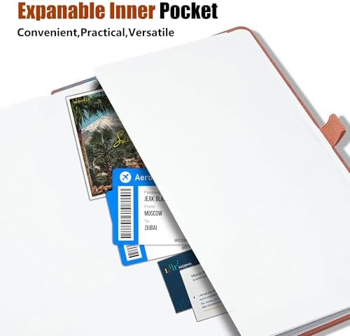 Lined Journal Notebook, A5, 192 Pages 100 GSM Thick Paper, Hardcover Leather College Ruled Journal for Writing, Men Women, Journaling, Daily, Work, Office, Home School Business(Brown)