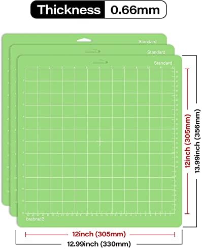 Gwybkq Cutting Mat, Compatible With Maker 3/Maker/Explore 3/Air 2/Air/One 12 Pack 12x12 Cut Mats Replacement Accessories Adhesive Sticky Green Cricket Standard Card