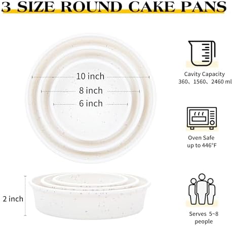 Silicone Round Cake Pans, 6 8 10 inch, Set of 3, Cream