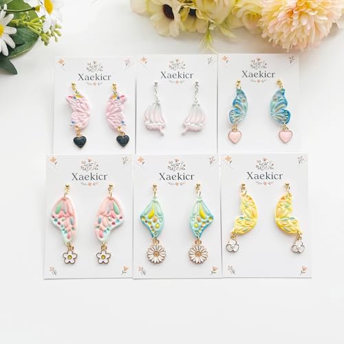 12 Pairs Butterfly Wing Polymer Clay Cutters - Detailed Texture Jewelry Making Tools for Earrings & DIY Crafts, Soft Clay Shaping Molds