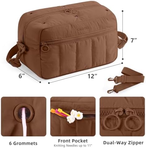 MYBAGZIGN Crochet Bag Organizer for Yarn & Hooks, Large Capacity Yarn Storage Bag with Yarn Holder Holes, Portable Crochet & Knitting Bag for Crocheting on the Go, Craft Travel Bag Gifts for Women