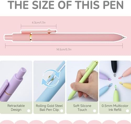 YOXMJDB 6 Pcs Color Pens for Journaling 0.5mm Fine Point Colored Gel Ink Pen, Smooth Writing Colorful Pens for Note Taking, Gift Set for Women & Men (6 Pcs Vibrant Gold)