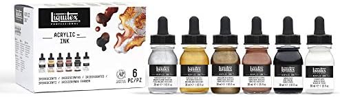 Liquitex Professional Acrylic Ink, 1-fl oz (30ml), Iridescent Color Set, Set of 6