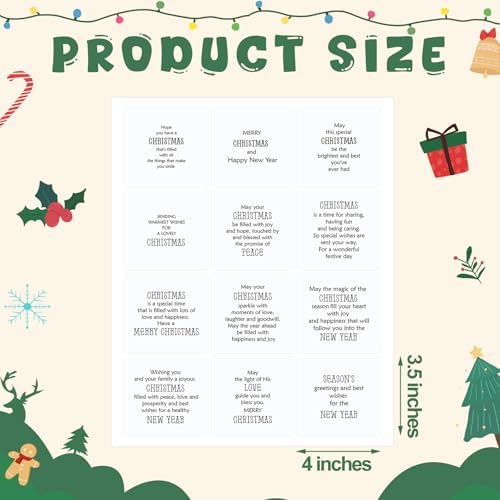 Watersay 240 Pcs Christmas Verses Stickers,Peelable for Cards Making