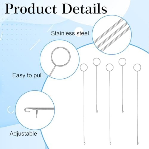 LIQWEI 10 Pcs Loop Turner Sewing Tool, 2 Sizes Tongue Crochet Tool Latch Hook for Silicone Beads Fabric Tube Strips DIY Accessories