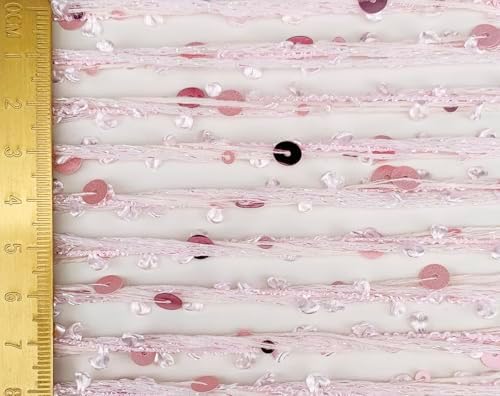 Artisanal Yarn Collection Multifiber Fancy Yarn with Pink Sequins for Knitting Crocheting Crafts DIY, Set of 3 Rolls (Pink Sequins)