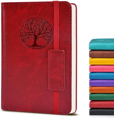 Biuwory A6 Leather Pocket Notebook, 140 Lined Pages Hardcover Small Journal | 3.7"×5.7" Vintage Leather Journal for Women Men Writing, College Ruled Mini Notepad for Notetaking, Travel, Work, School