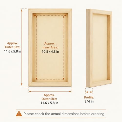 APACALI 8 Pack Unfinished Wood Canvas Boards for Painting, Approx. 11.6 x 5.8 Inch Rectangular Cradled Wood Panels, 3/4 Inch Deep Blank Wood Art Boards for Acrylic, Pouring, Mixed Media and Crafts