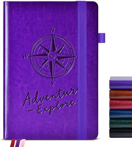 PAIBAS Lined Journal Notebook for Women Men, 160 Pages, A5 Hardcover Vintage Leather Journaling Notebooks for Work, School, Note Taking, Travel, Bible Study, Daily Diary for Writing 5.8"x8.5" (Purple)