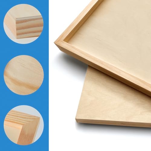 Falling in Art 2 Pack 10x10'' Unfinished Gallery Birch Wood Canvas Panels | Birch Wood Panels Kit, 1 1/2" Deep Art Cradle Boards for Painting, Pouring, Burning,Epoxy Resin, Laser Engraving Cutting
