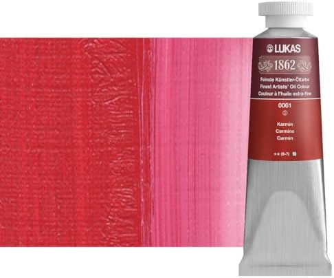 Lukas 1862 Professional German Oil Paint, Carmine 37 mL - w/Beeswax & Non-Yellowing Sunflower Oil, Short Drying Time, Smooth, Outstanding Lightfastness