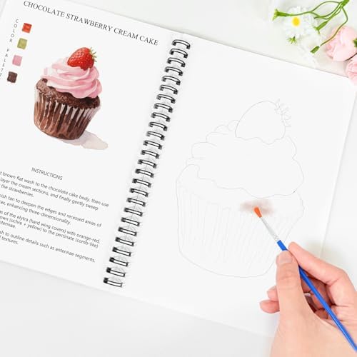 Watercolor Workbooks Baking, 15 Beautiful Paintings for Water Color Book Adult, Watercolor Coloring Book for Beginners, Watercolor Workbook for Adults Teens (Without Palette, Baking)