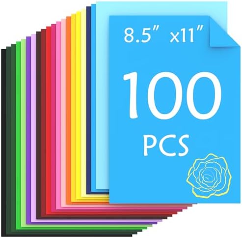 100 Sheets Colored Cardstock, 20 Assorted Colors Card Stock Paper, 180gsm/65lb Card Stock Colored Paper, Colored Scrapbook Paper for Crafting, Christmas DIY Card Making, Scrapbooking