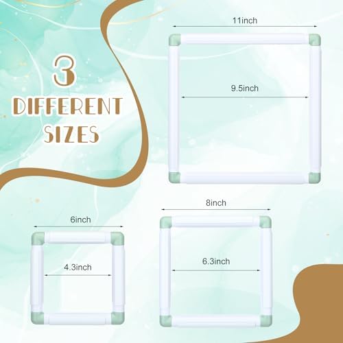 Janinka 3 Pcs Embroidery Hoop Cross Stitch Frames and Hoops, Green