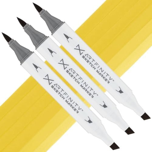 Artfinity Sketch Markers - Set of 3 - Curry Y6-5, Vibrant, Professional, Dye-Based Alcohol Markers for Artists, Drawing, Travel, & More