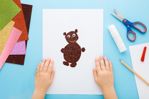 10 Sheets Glitter Cardstock Paper for Thanksgiving Christmas, Self-adhesive Backs 30 X 20cm A4 Paper for Card DIY Crafts Card Scrapbook Decoration (Brown)