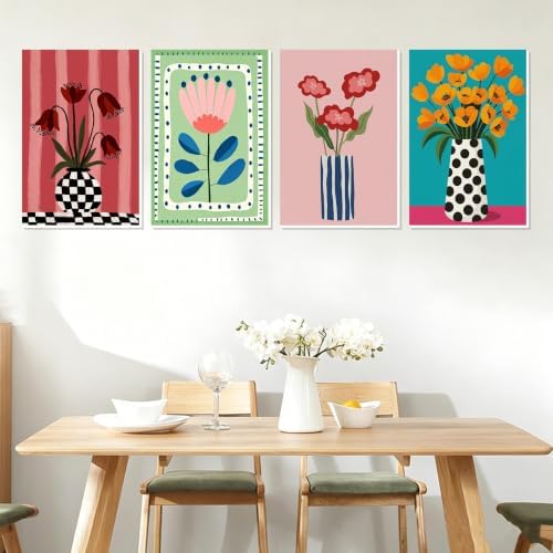 4 Pack Frame Paint by Numbers Kit for Adults, Easy Flowers Paint by Numbers