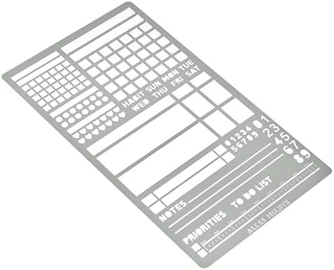 Aleks Melnyk No.423 Metal Stencil for Bullet Journaling, Bookmark, Planning, Banners, Lines, Lists, Planner Stamps, Habit Tracker, Dot Journal Stencil for Diary, Template, Scrapbook