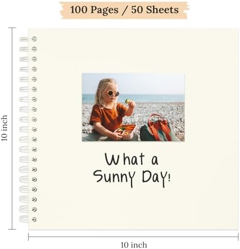 Scrapbook Photo Album 10"x10" 50 Sheets 100 Pages Hardcover Kraft Paper