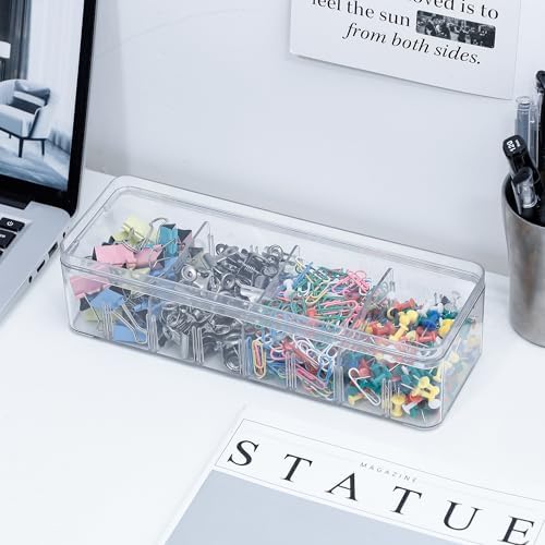 Plastic Cord Storage Organizer for Desk Drawer, Clear, with Lid