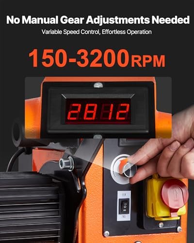 VEVOR 1.5 HP Wood Lathe, 16 x 40 in Wood Lathe Machine with 150 to 3200 RPM Variable Speed Brushless DC Motor Cast Iron Body Tool Rest for Medium to Large Projects Woodworking