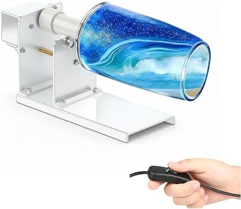 Cup Turner for Crafts, 2-Way Rotation Epoxy Tumbler Spinner Machine Kit – Dual Direction Spin for Glitter & Resin, Compatible with Handled Mugs & Various Tumbler Sizes