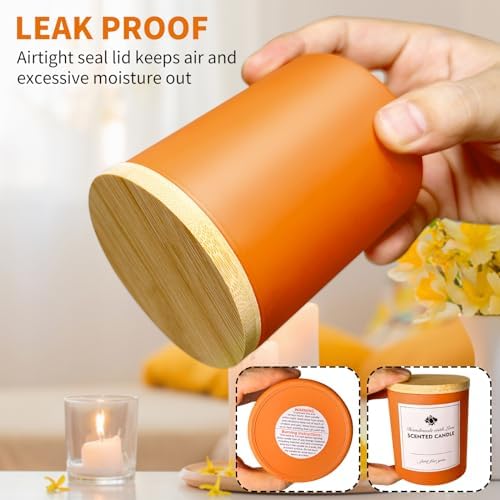 SUPMIND 10oz Fall Glass Candle Jars with Lids,12pcs for Candle Making