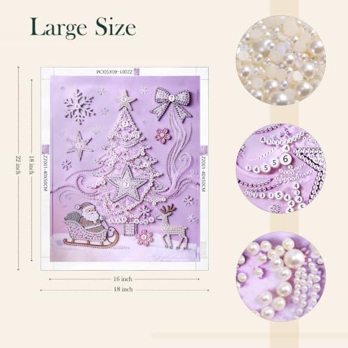 FunooFuno 2 Pcs Christmas Decor Pearl Diamond Art Kits for Adult, 16" x 20"