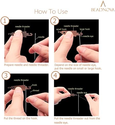 BEADNOVA Needle Threaders 20pcs Stainless Steel Sewing Needle Threader for Hand Sewing Large Eye Cross Stitch Embroidery Craft Knitting Quilting