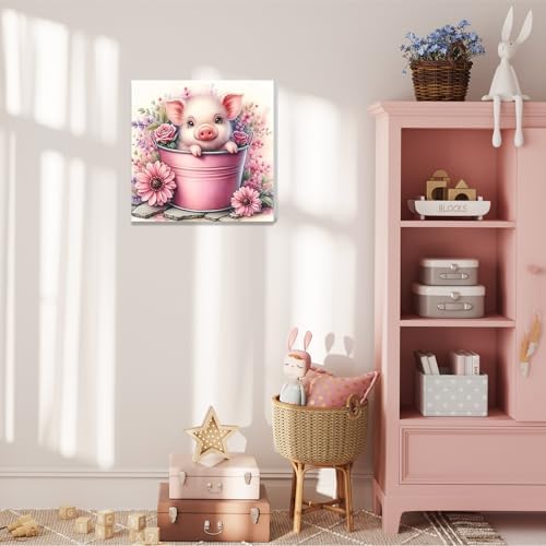 Pig Paint by Numbers Kit for Adults Beginner, Pig Paint by Numbers 10x10 in | Framed Paint by Numbers with Easel, Acrylic Painting by Numbers, DIY Arts and Crafts for Gifts or Home Decor