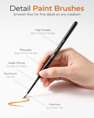 JusArt 16-Piece Detail Paint Brush Set, Miniature Paint Brushes for Models, Acrylic Oil Watercolor, Professional Fine Detail Brushes for Adults & Miniature Painters