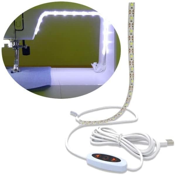 Madam Sew LED Sewing Machine Light Strip with USB Dimmer | 12-Inch Trimmable Flexible Strip Stick On Sewing Light, 24 Daylight LED at 6500K with 3 Adhesive Clips | Fits Most Sewing & Quilting Machines