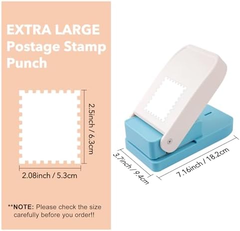 Large Stamp Punch, 2.5x2.1inch Extra Large Postage Stamps Punch, Stamps Maker, Stamp Cutter Hole Punch, Rectangle Stamp-Shaped Paper Punch for Crafting DIY Scrapbooking Journaling Paper Crafts