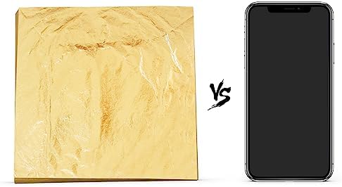 YongBo Gold Leaf Sheets, 200 pc 5.5" Gold Foil Paper for Arts Craft, Painting, Gilding, Slime, Nail Design, Furniture Decoration