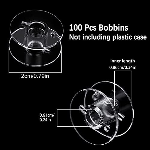 100 Pcs Bobbins, Bobbins for Brother Sewing Machine, Plastic Bobbin, Sewing Bobbins Class 15 Bobbins, Bobbins for Singer Sewing Machine Bobbins for Sin-ger/Bro-Ther (Pack of 2)