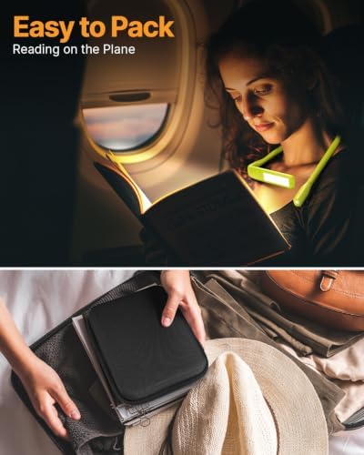 Book Light with Storage Case, Dimmable Neck Light for Reading